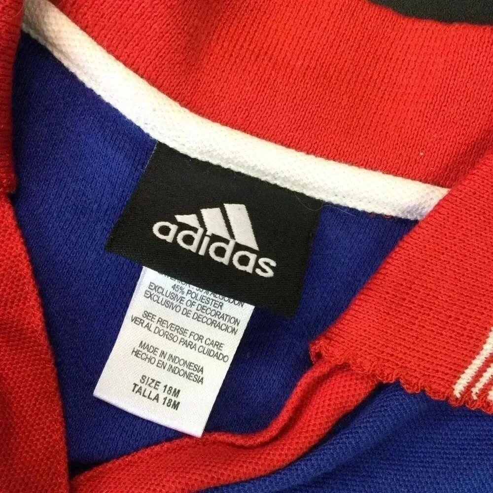 Vintage Adidas Girls Blue Red Chicago Cubs Collared Pleated‎ Polo Dress Size 18M